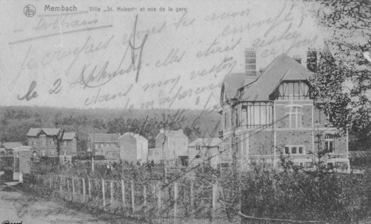 Beschriebene historische Postkarte der Villa St. Hubert