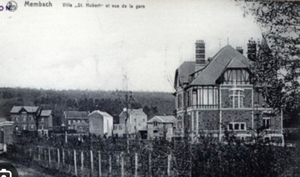 Historische Postkarte, Villa St. Hubert und Blick zum Bahnhof