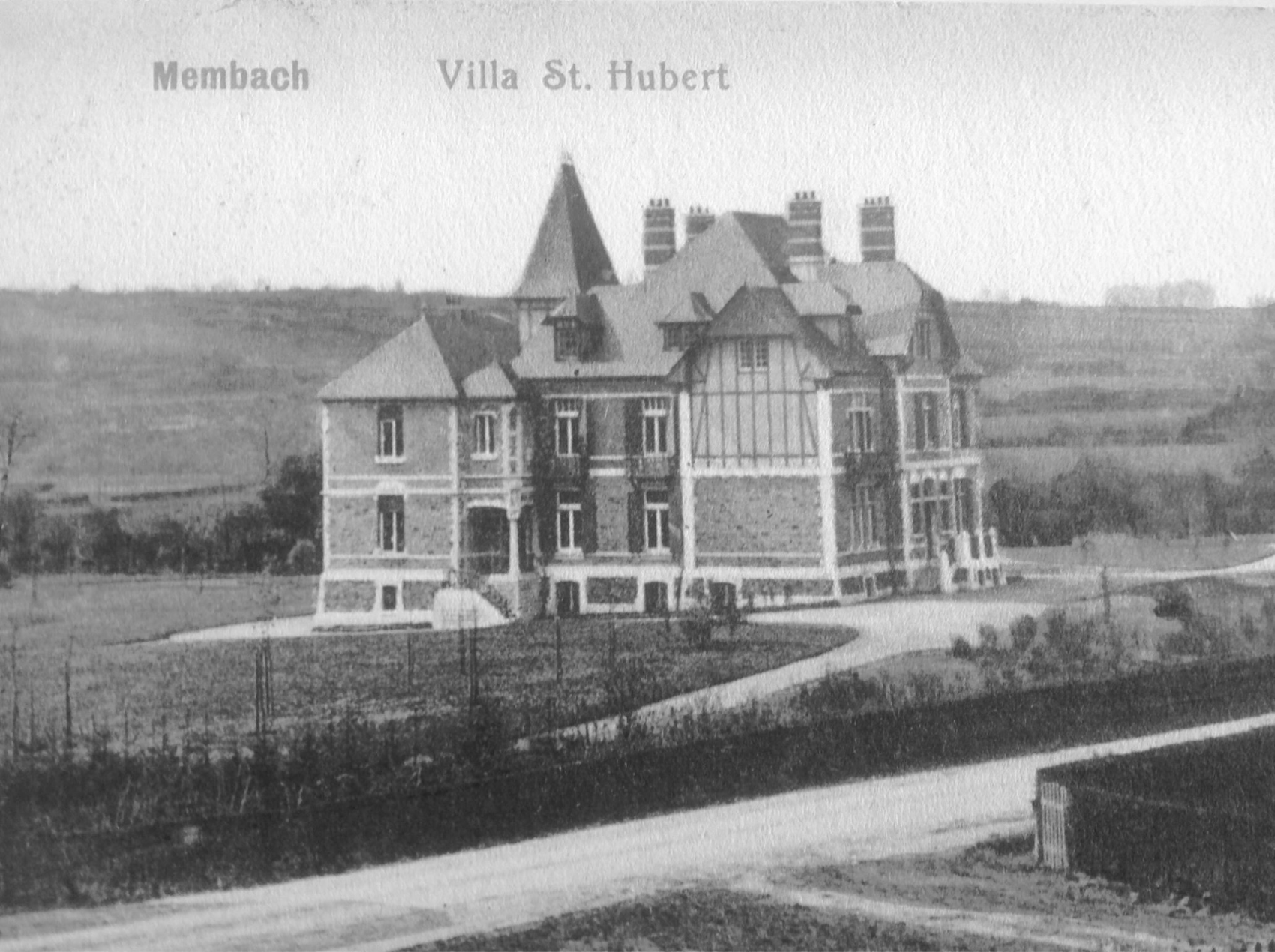 Historische Aufnahme der Villa St. Hubert in Membach, um 1910