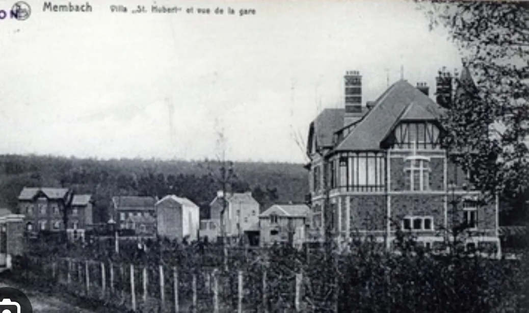 Historische Postkarte, Villa St. Hubert und Blick zum Bahnhof
